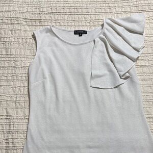 INC International Concepts Shimmering White Ruffle Blouse